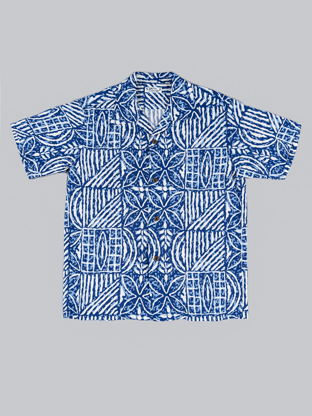 Sun Surf Polynesian Tapa Design Hawaiian Shirt navy front