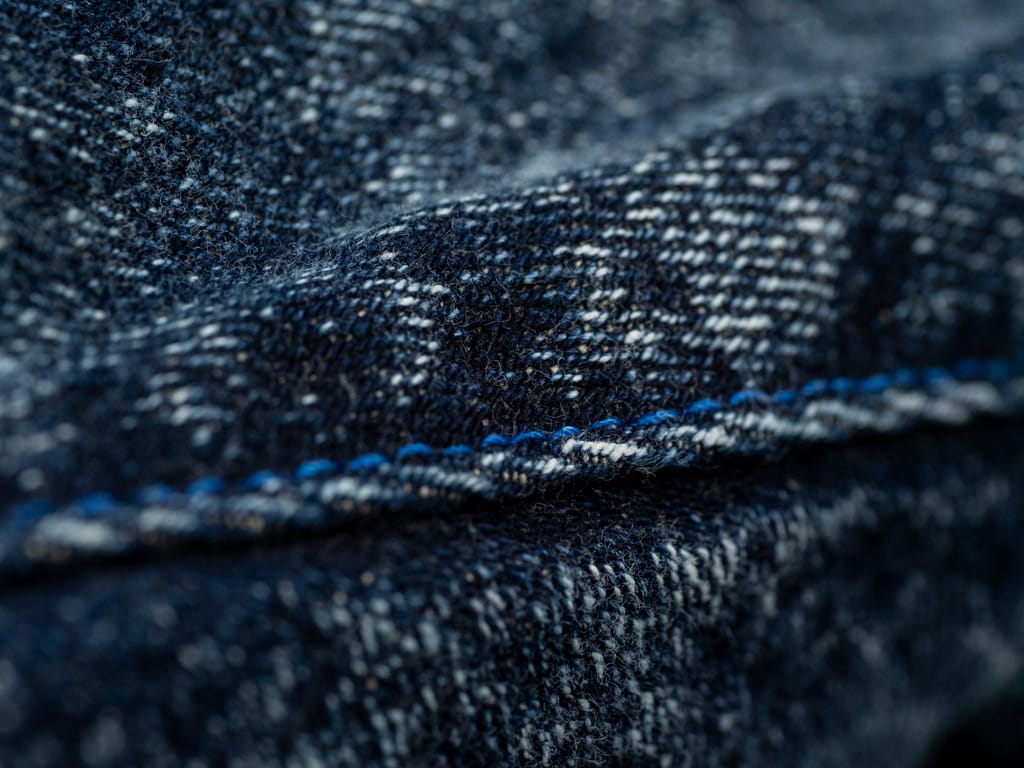 Tanuki Natural Acid Wash High Tapered Jeans BLue Stitches