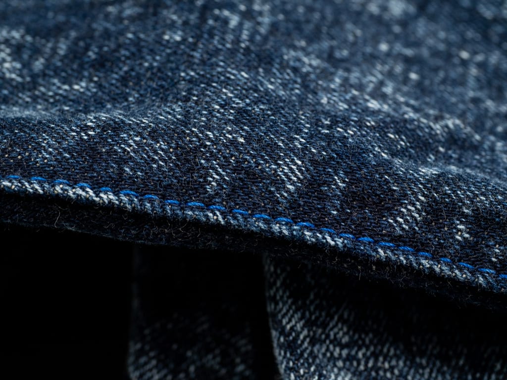 Tanuki Natural Acid Wash High Tapered Jeans Blue Stitching