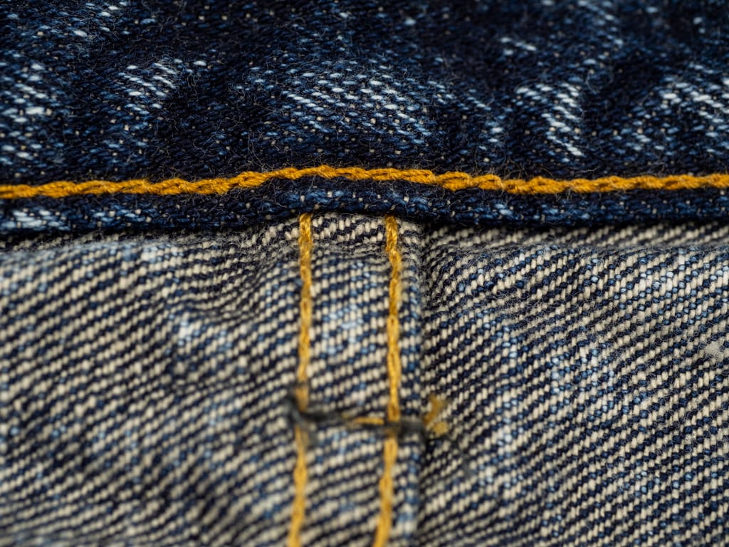 Tanuki Natural Acid Wash High Tapered Jeans Stitching