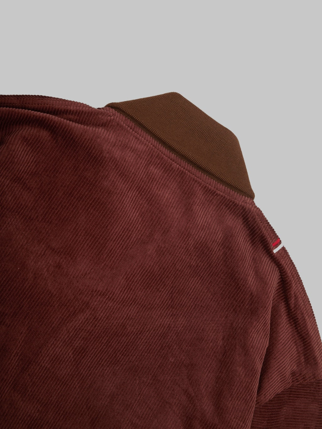 Tanuki Sazanami Corduro mud Dyed brown Jacket back collar details