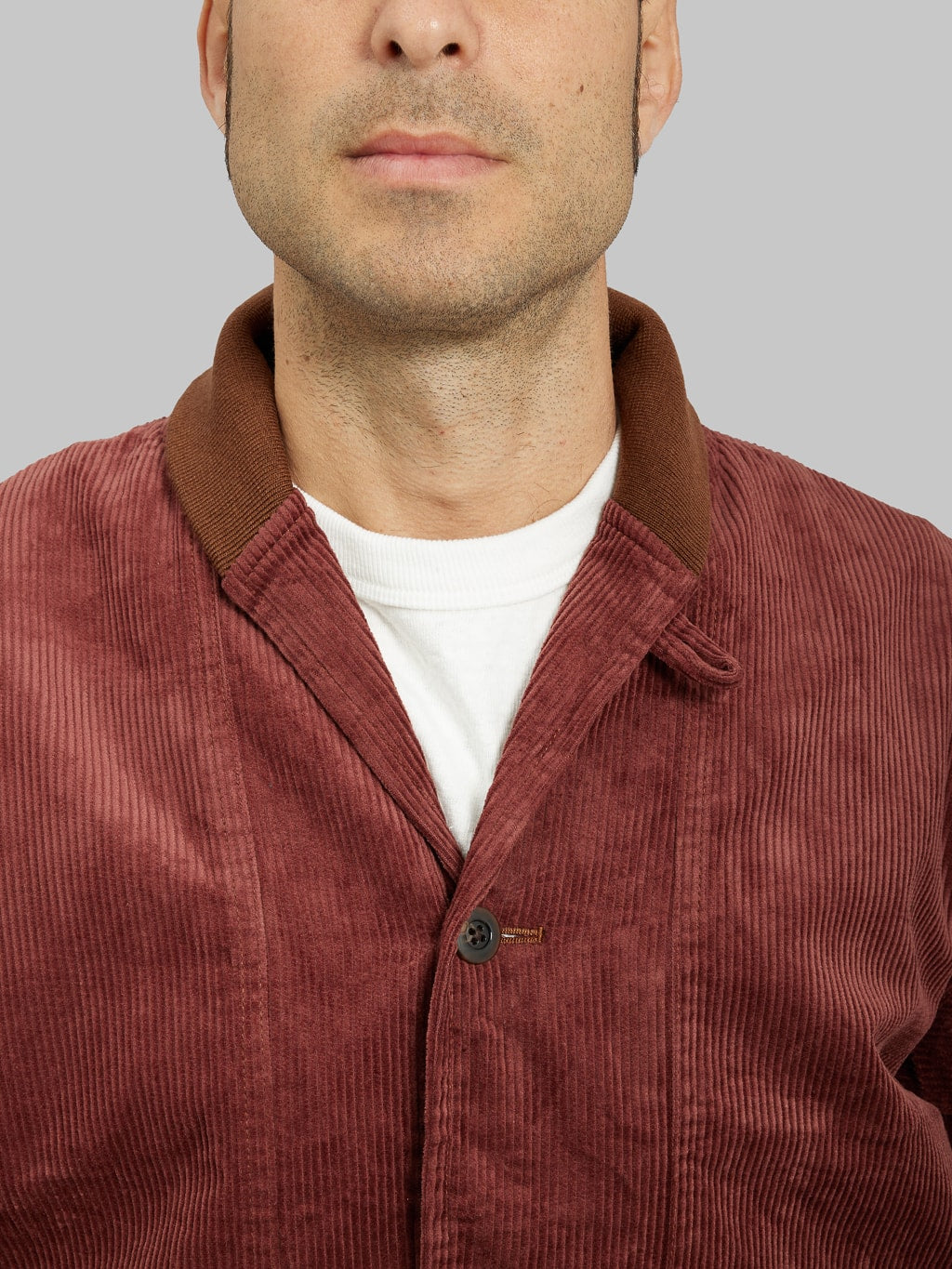 Tanuki Sazanami Corduro mud Dyed brown Jacket shawl collar