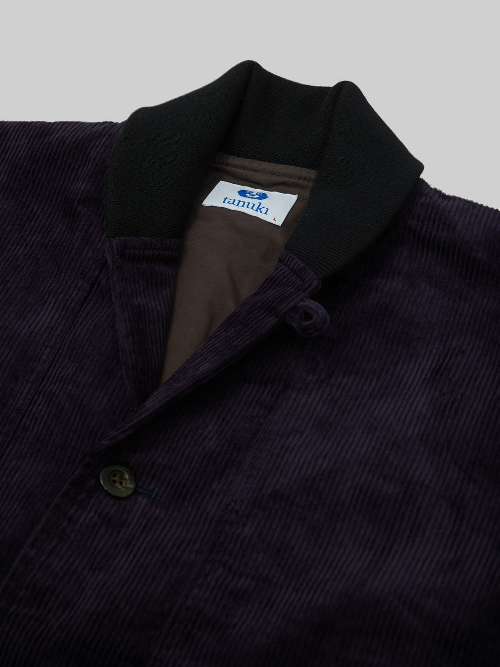 Tanuki Sazanami Corduroy natural indigo dyed Jacket  collar detail