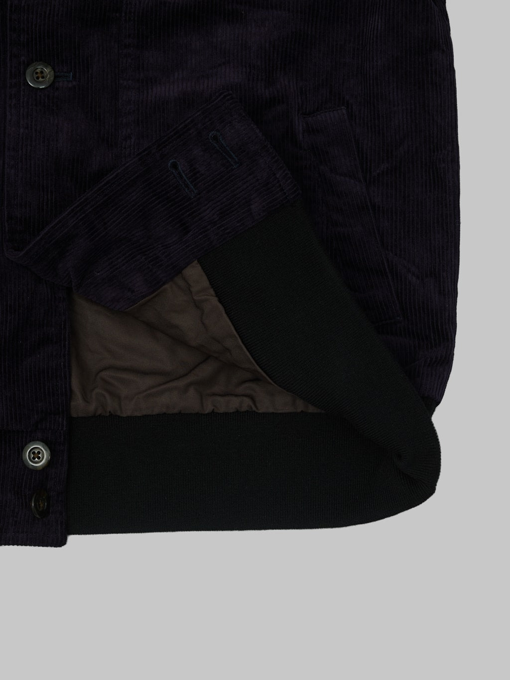 Tanuki Sazanami Corduroy natural indigo dyed Jacket  interior fabric