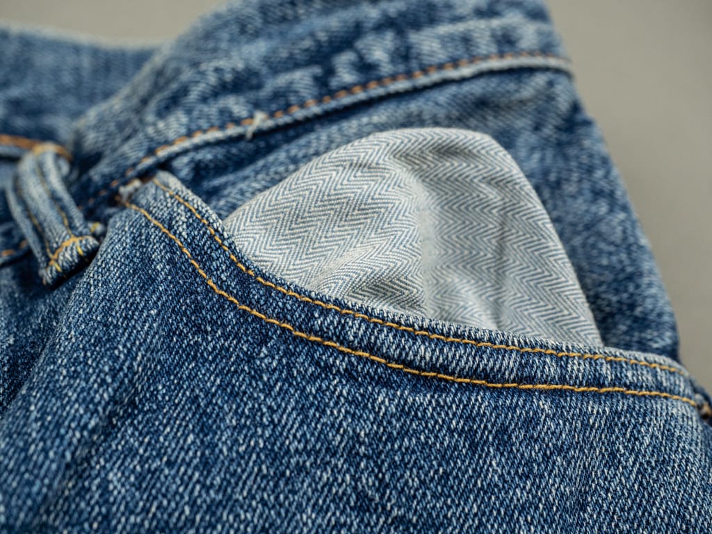 Tanuki Yurai Stonewash High Tapered Jeans Lining Pocket
