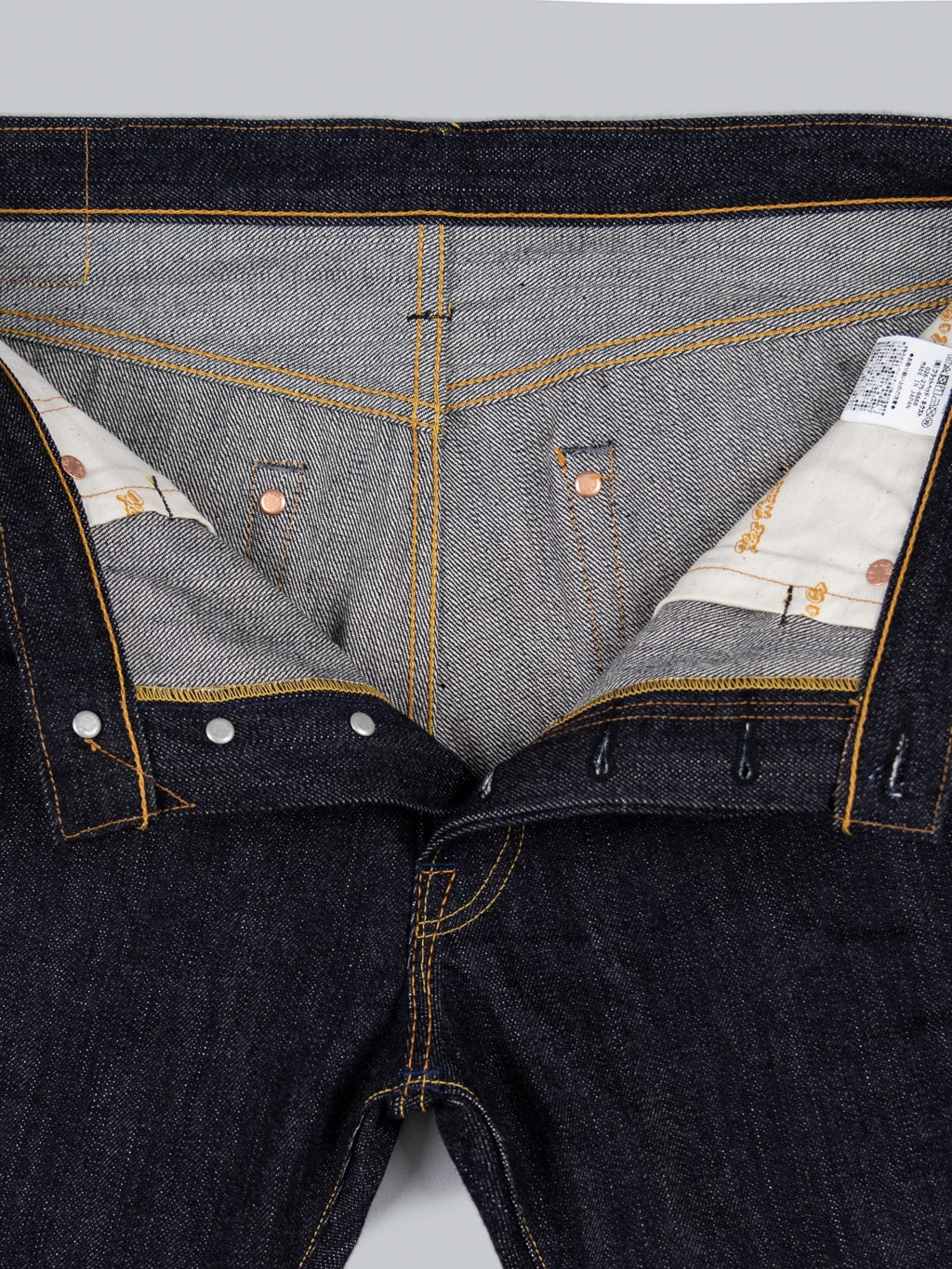 The Flat Head 3002 14.5oz Slim Tapered selvedge Jeans interior texture