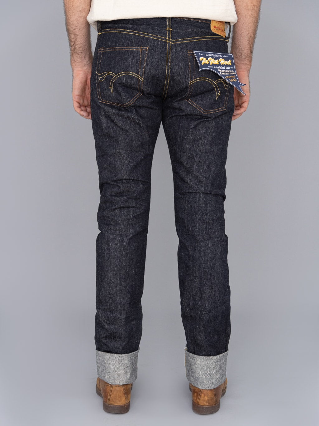 The Flat Head 3002 14.5oz Slim Tapered selvedge Jeans back fit