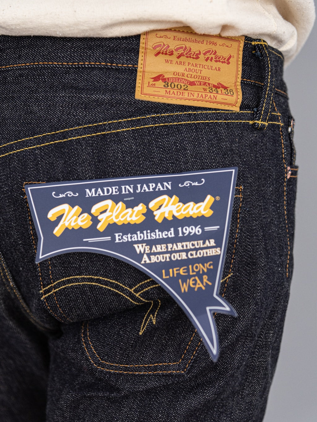 The Flat Head 3002 14.5oz Slim Tapered selvedge Jeans pocket flasher