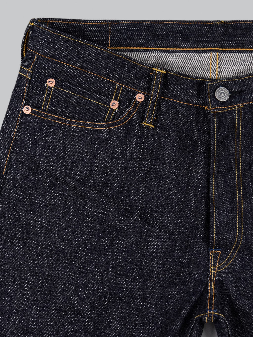 The Flat Head 3002 14.5oz Slim Tapered selvedge Jeans mid rise pocket