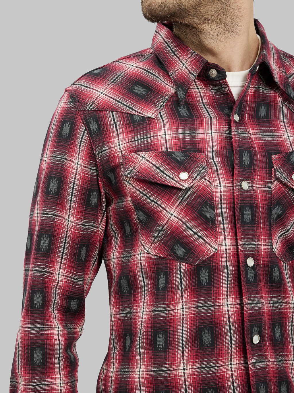 The Flat Head Native Check Western Shirt Red western style