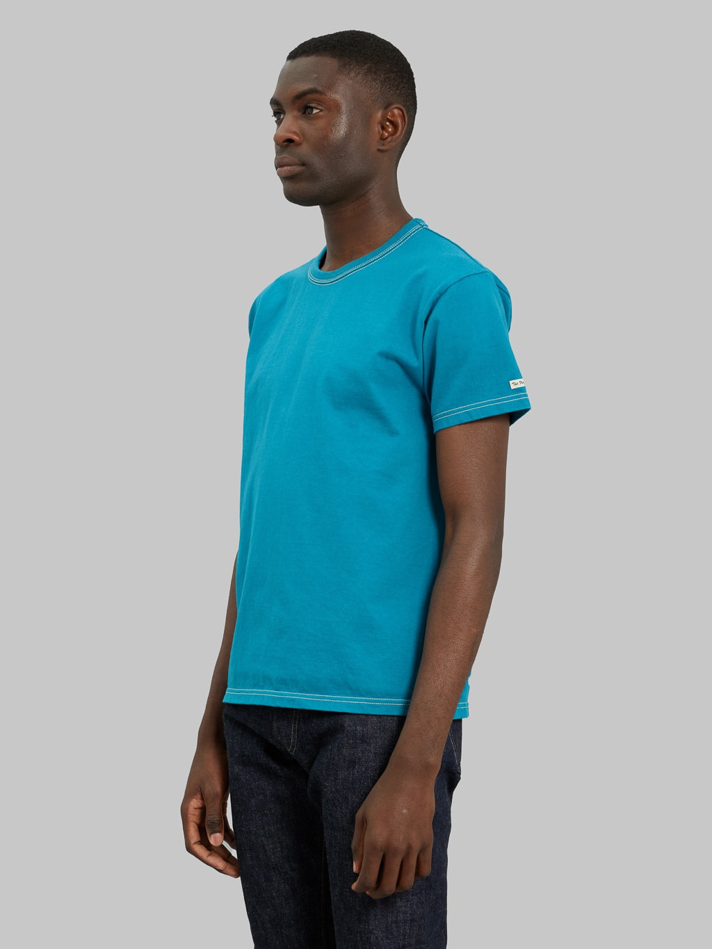The Flat Head Plain Heavyweight TShirt turquoise slim fit