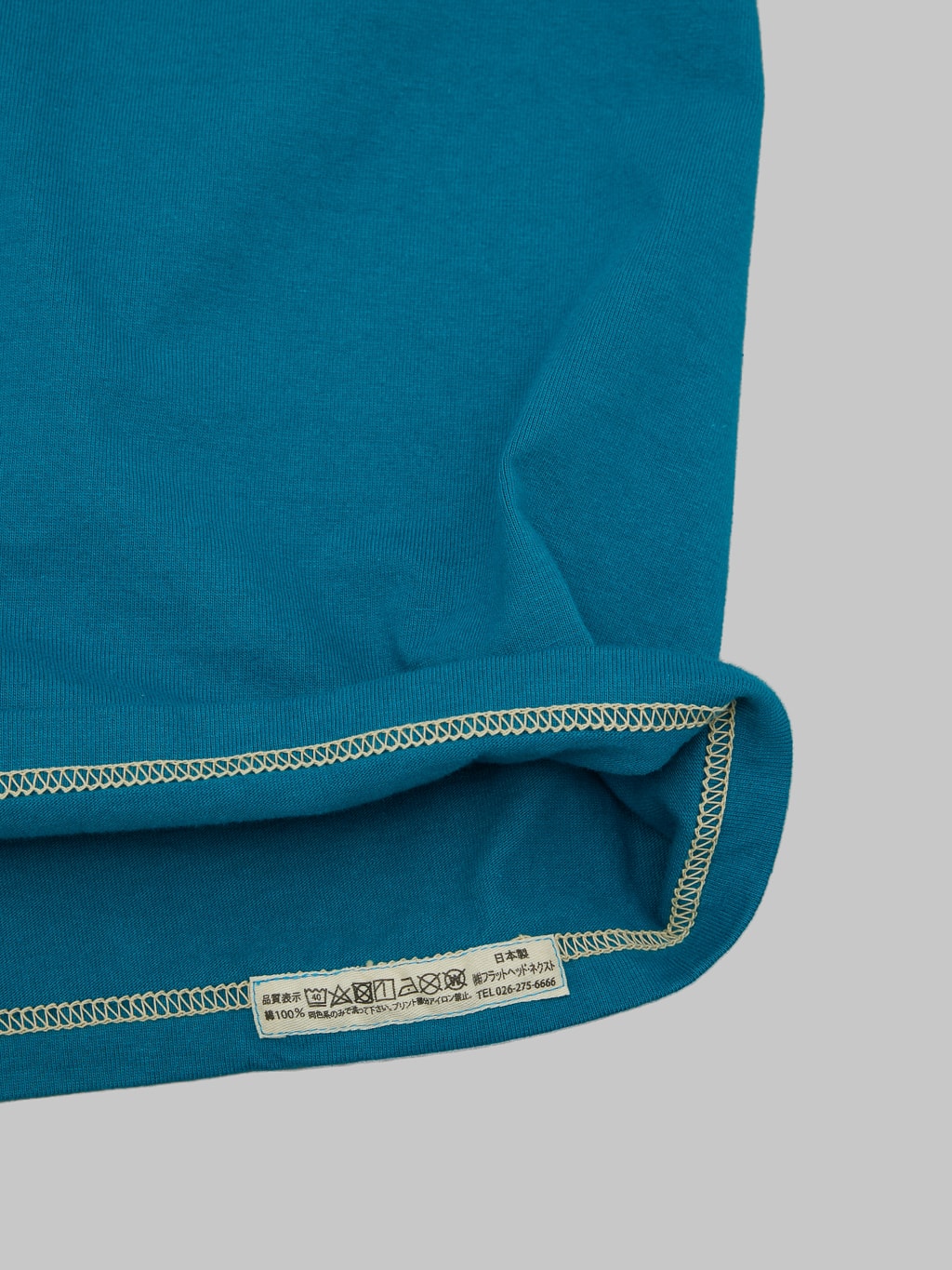 The Flat Head Plain Heavyweight TShirt turquoise fabric interior