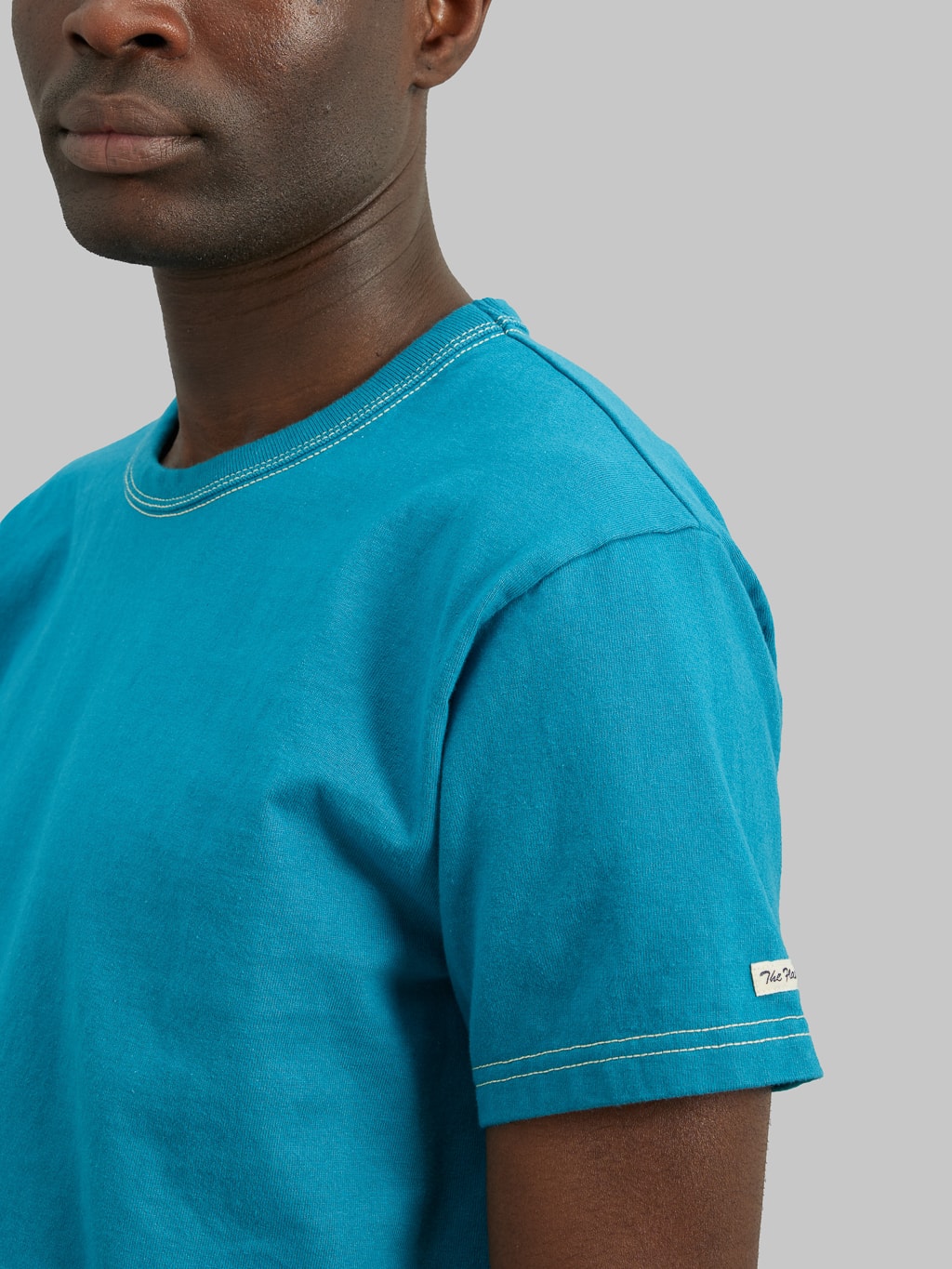 The Flat Head Plain Heavyweight TShirt turquoise sleeve
