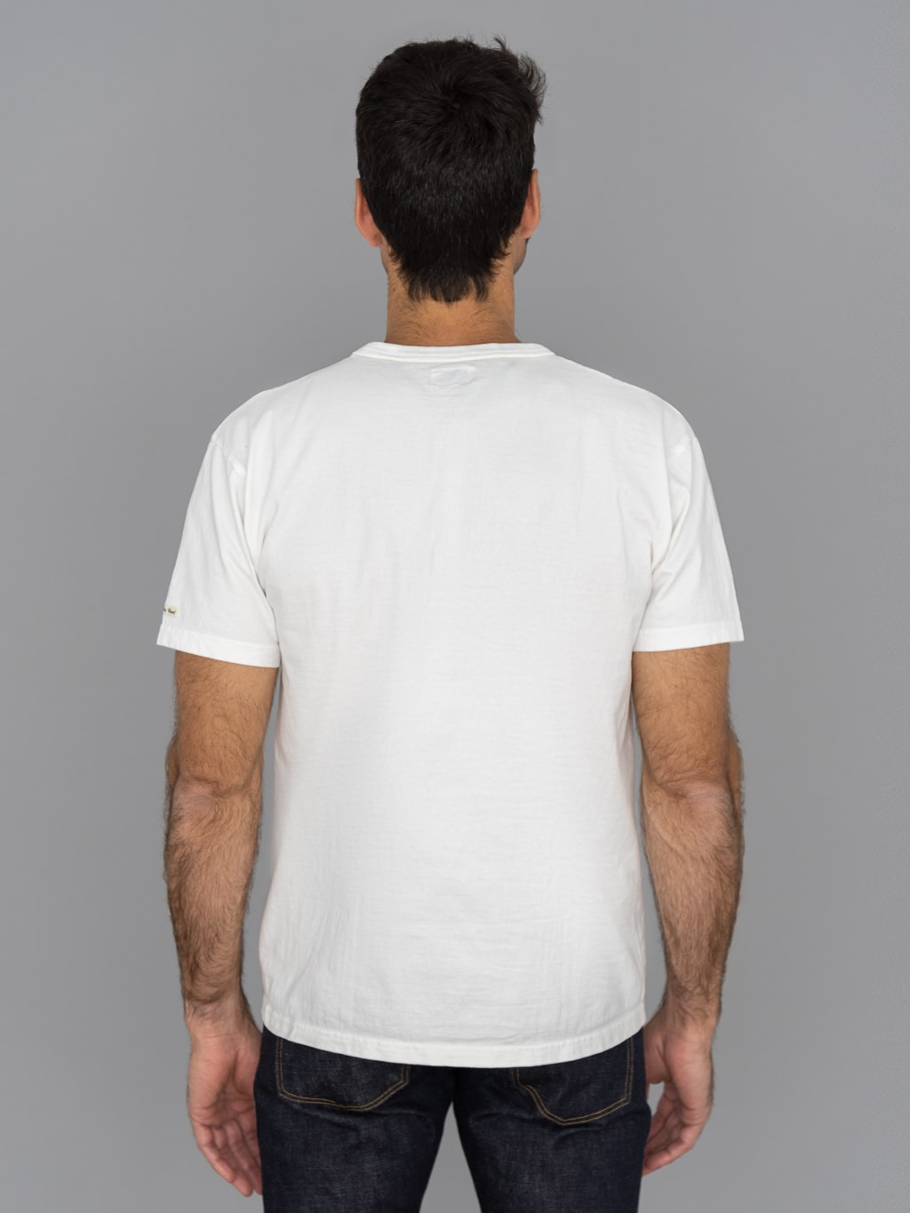 The Flat Head Plain Heavyweight TShirt white back fit