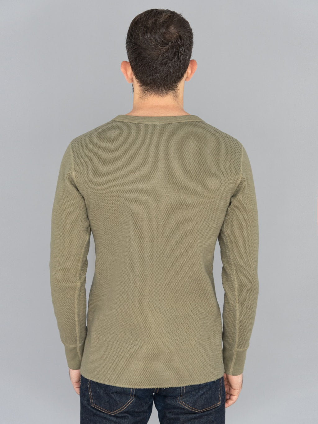 UES Double Honeycomb Thermal TShirt Olive back model fit