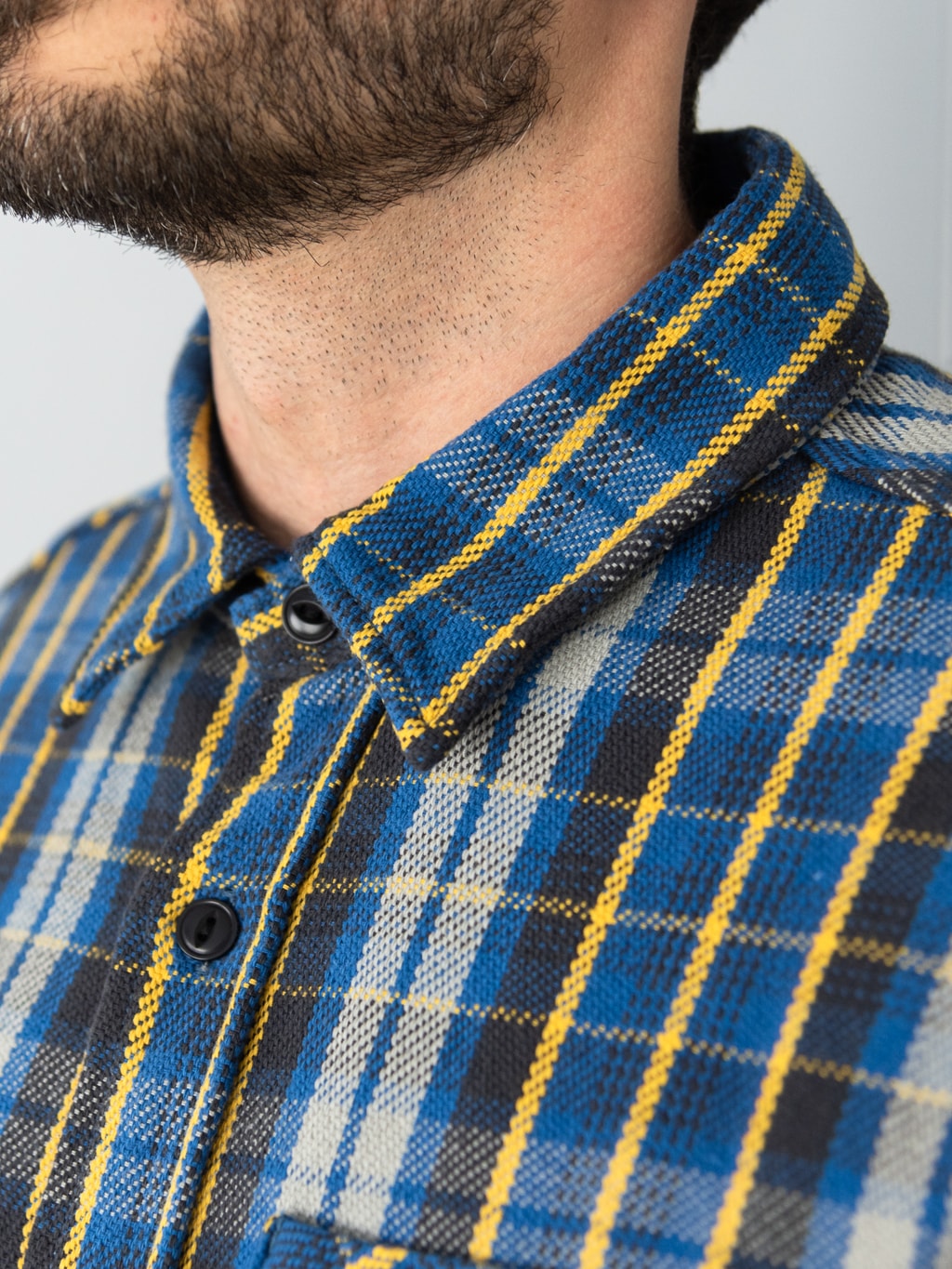 UES Heavy selvedge Flannel Shirt Blue collar