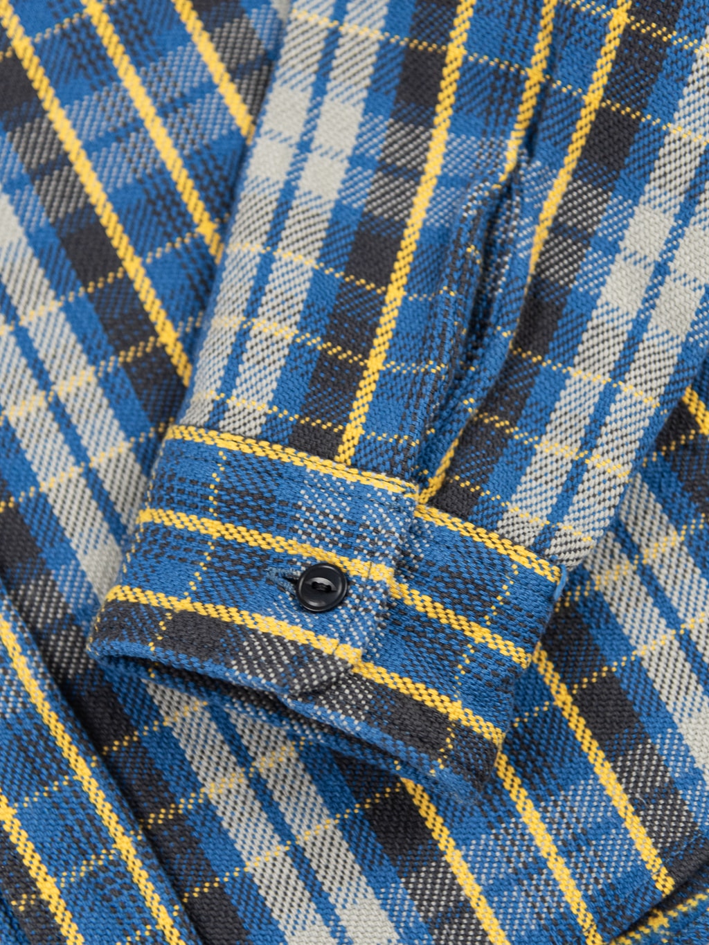 UES Heavy selvedge Flannel Shirt Blue cuff details