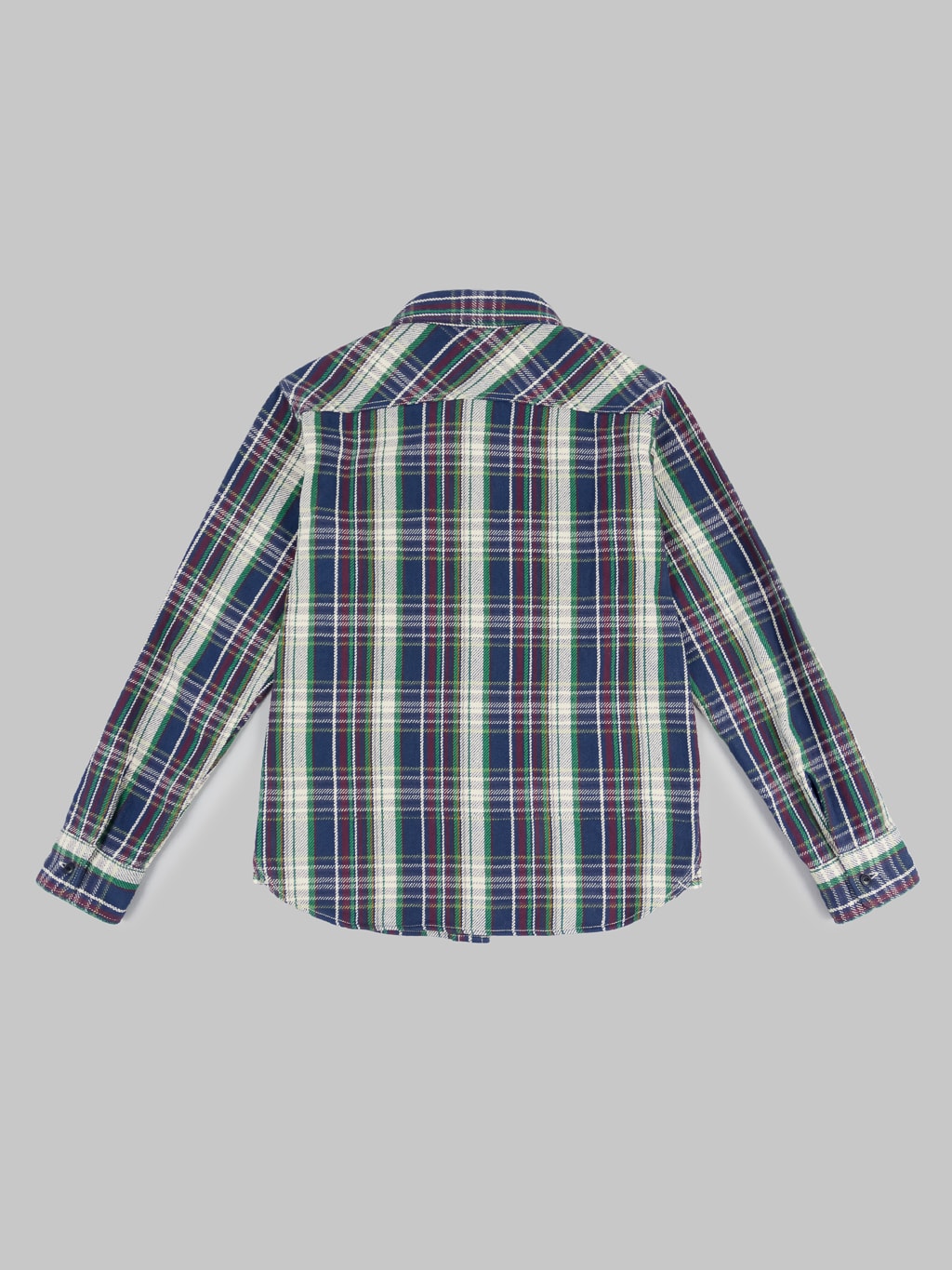 UES Heavy Flannel Shirt navy green back