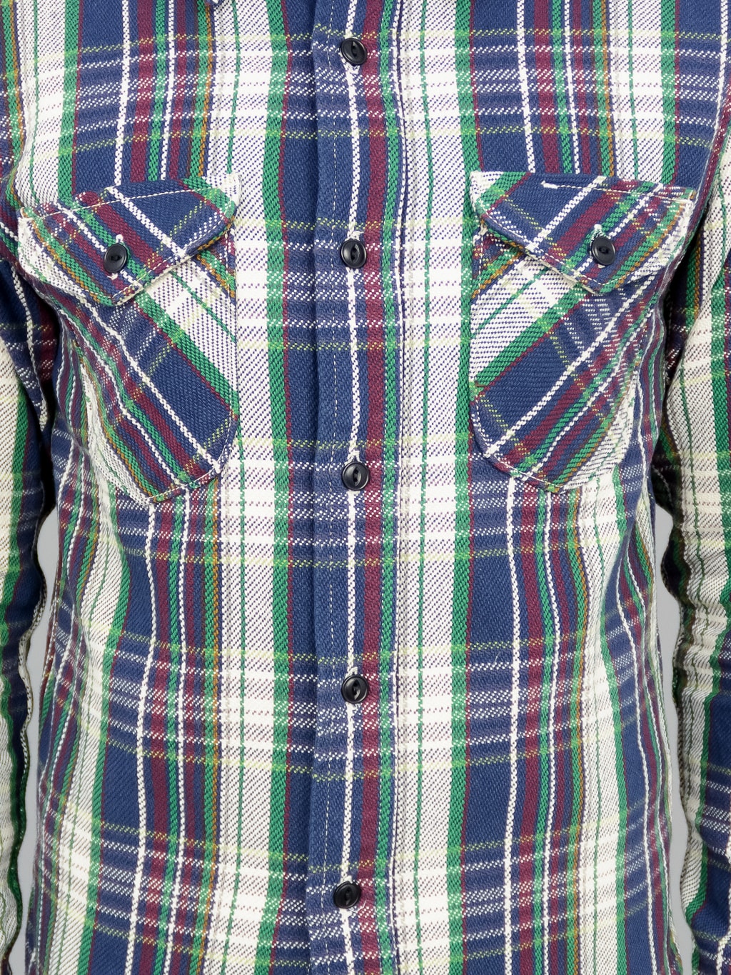 UES Heavy Flannel Shirt navy green chest pockets