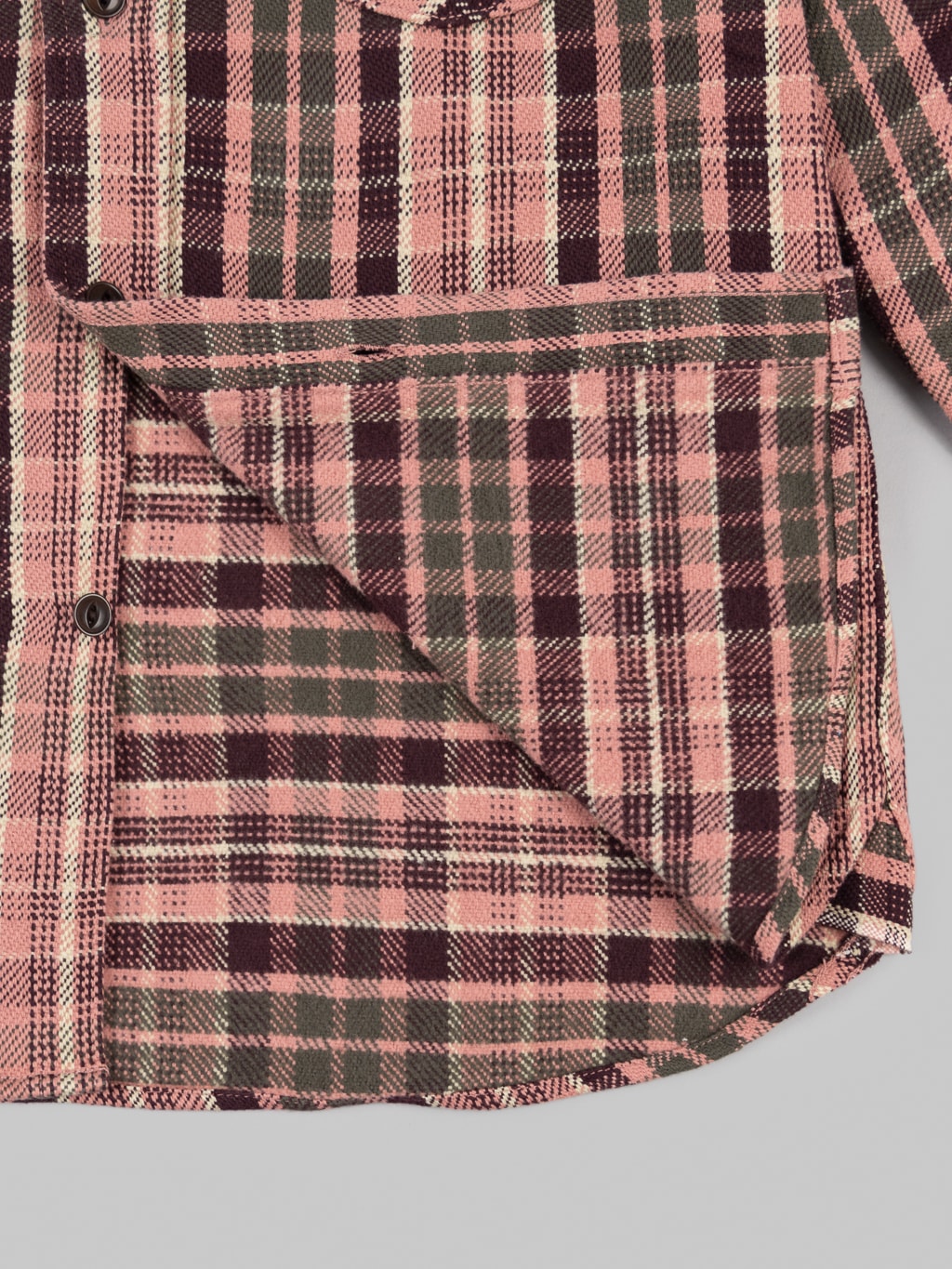 UES Heavy selvedge Flannel Shirt pink brushed interior