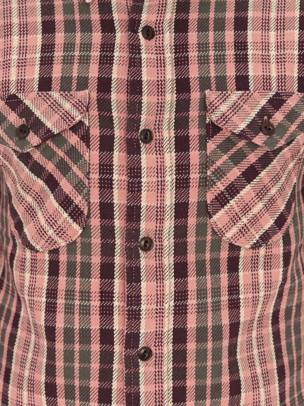 UES Heavy selvedge Flannel Shirt pink front chest pockets
