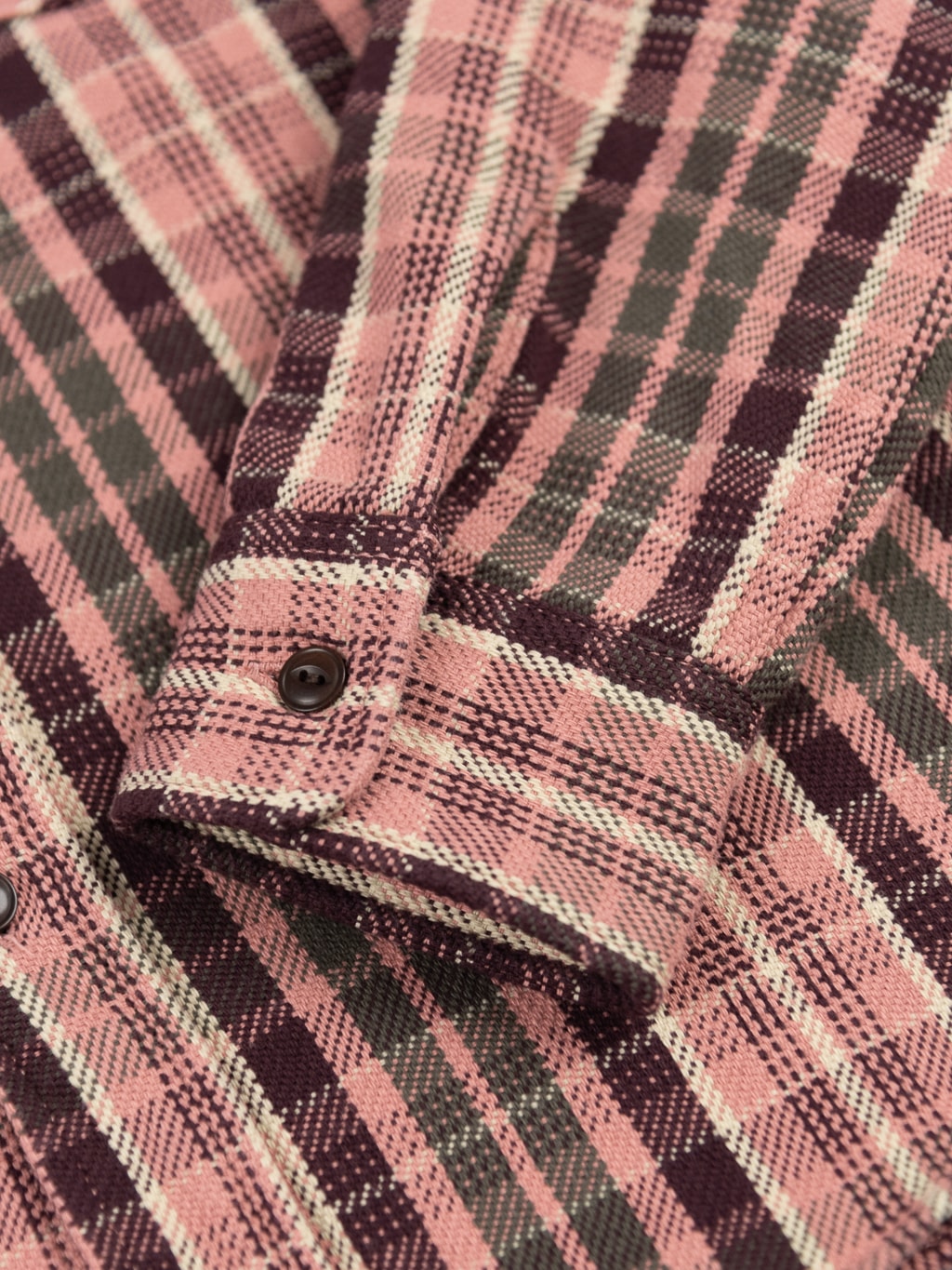 UES Heavy selvedge Flannel Shirt pink cuff button