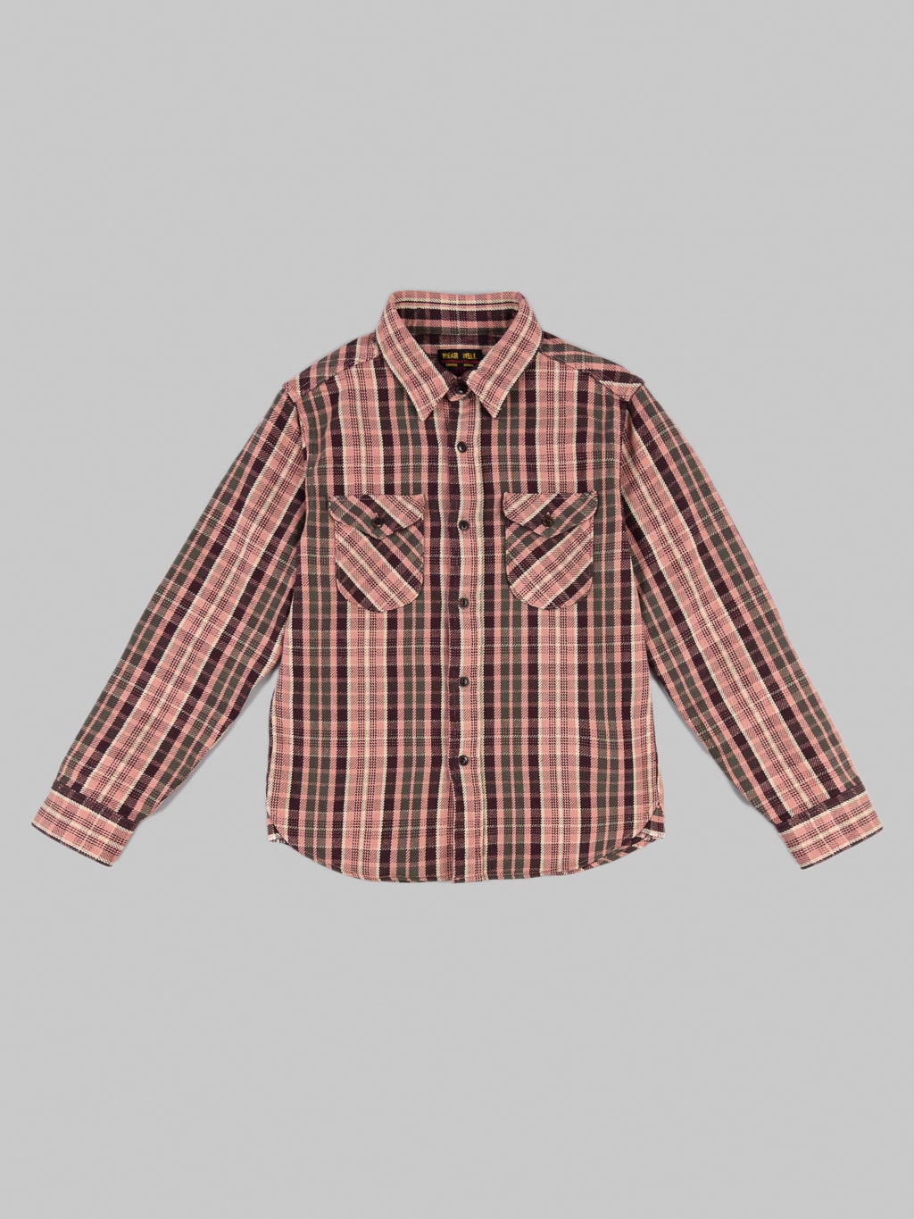 UES Heavy selvedge Flannel Shirt pink front slim fit