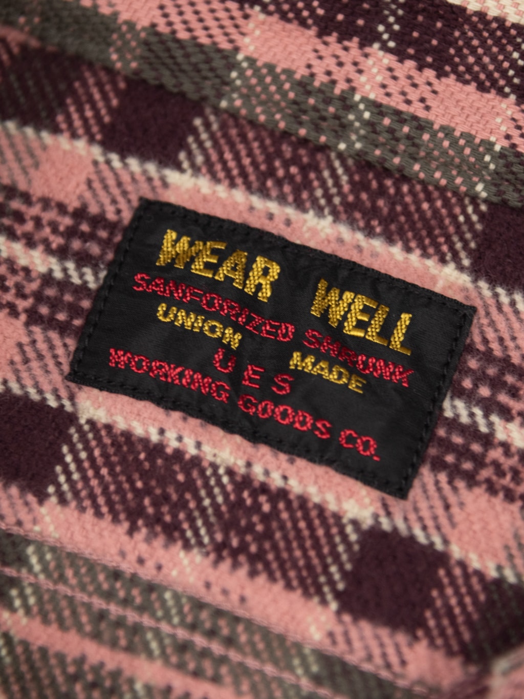 UES Heavy selvedge Flannel Shirt pink brand interior tag