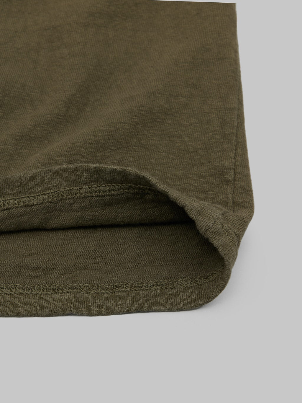 UES No 8 Slub Nep Short Sleeve Tshirt Olive fabric interior