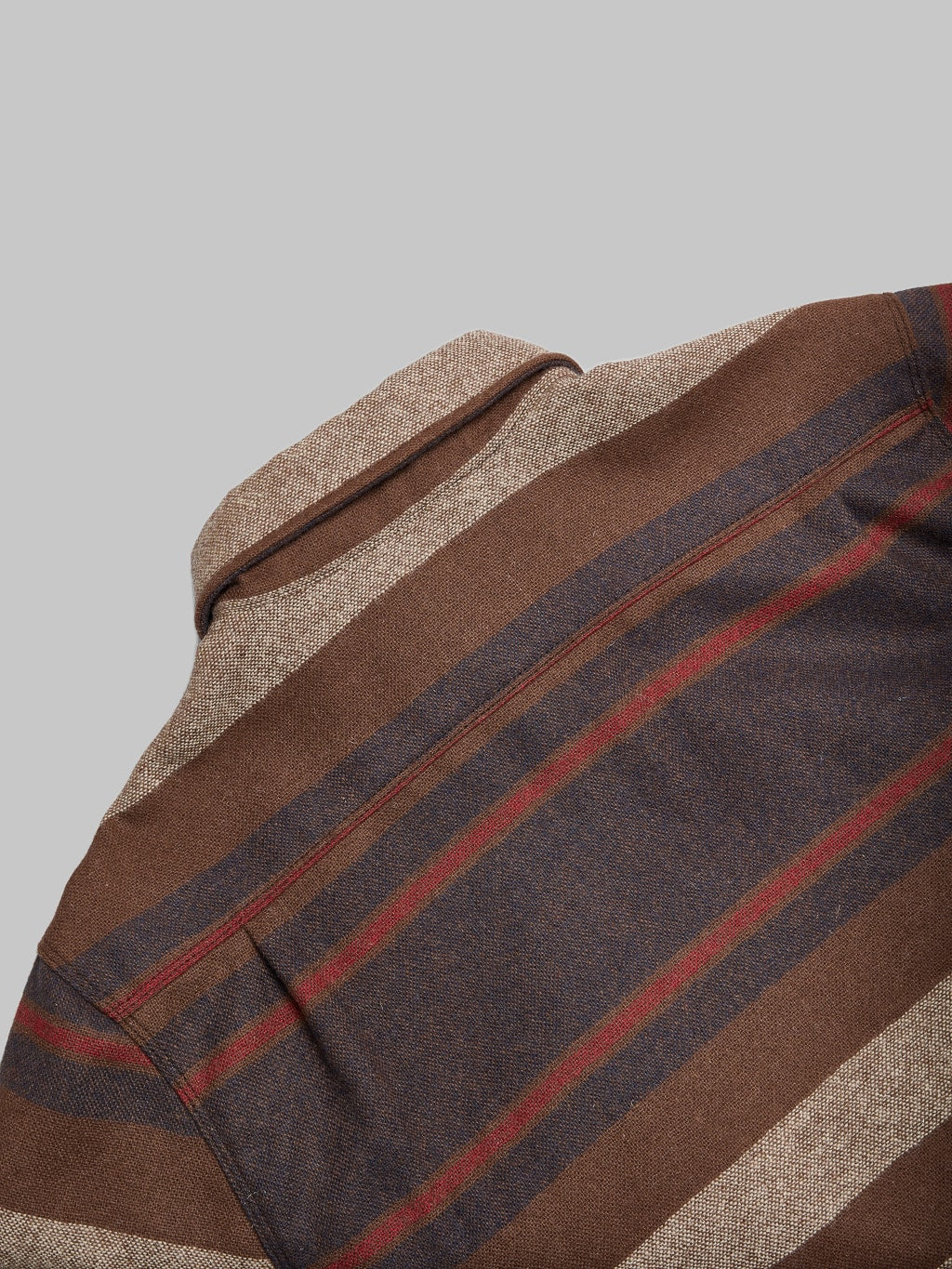 freenote cloth benson brown stripe classic wool overshirt  back yoke