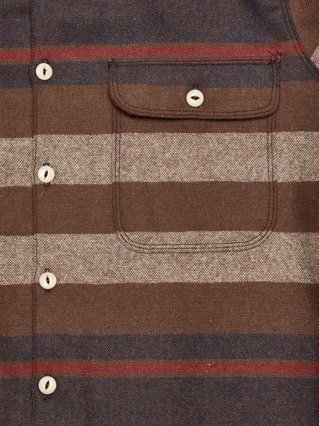 freenote cloth benson brown stripe classic wool overshirt  texture