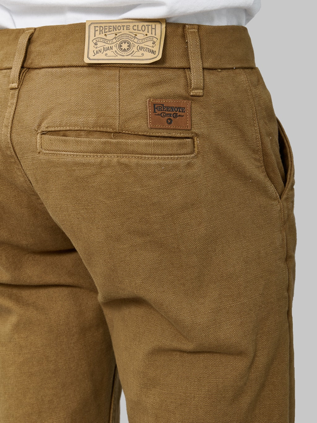 freenote cloth workers chino slim fit slub tan back pocket