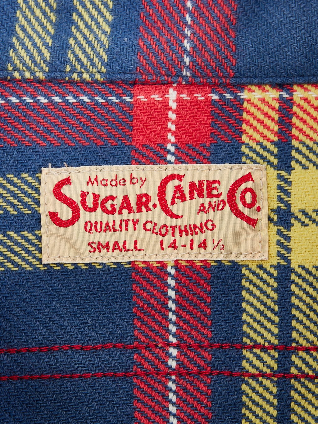 sugar cane twill check flannel shirt navy interior brand label