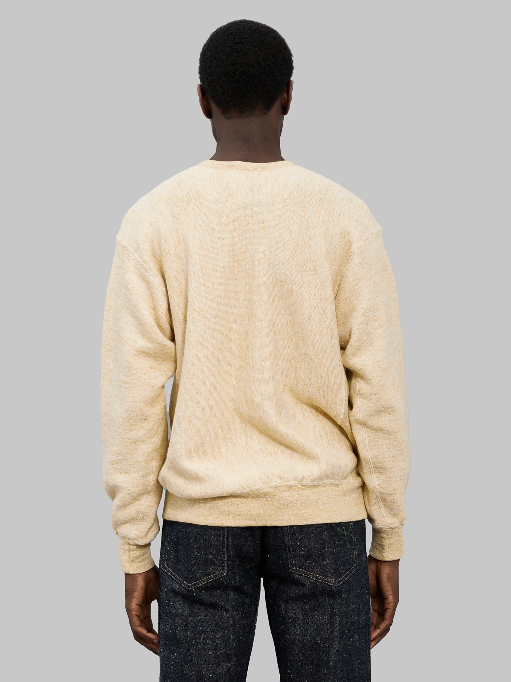 loop and weft big loopback fleece side panel sweatshirt mustard  back fit