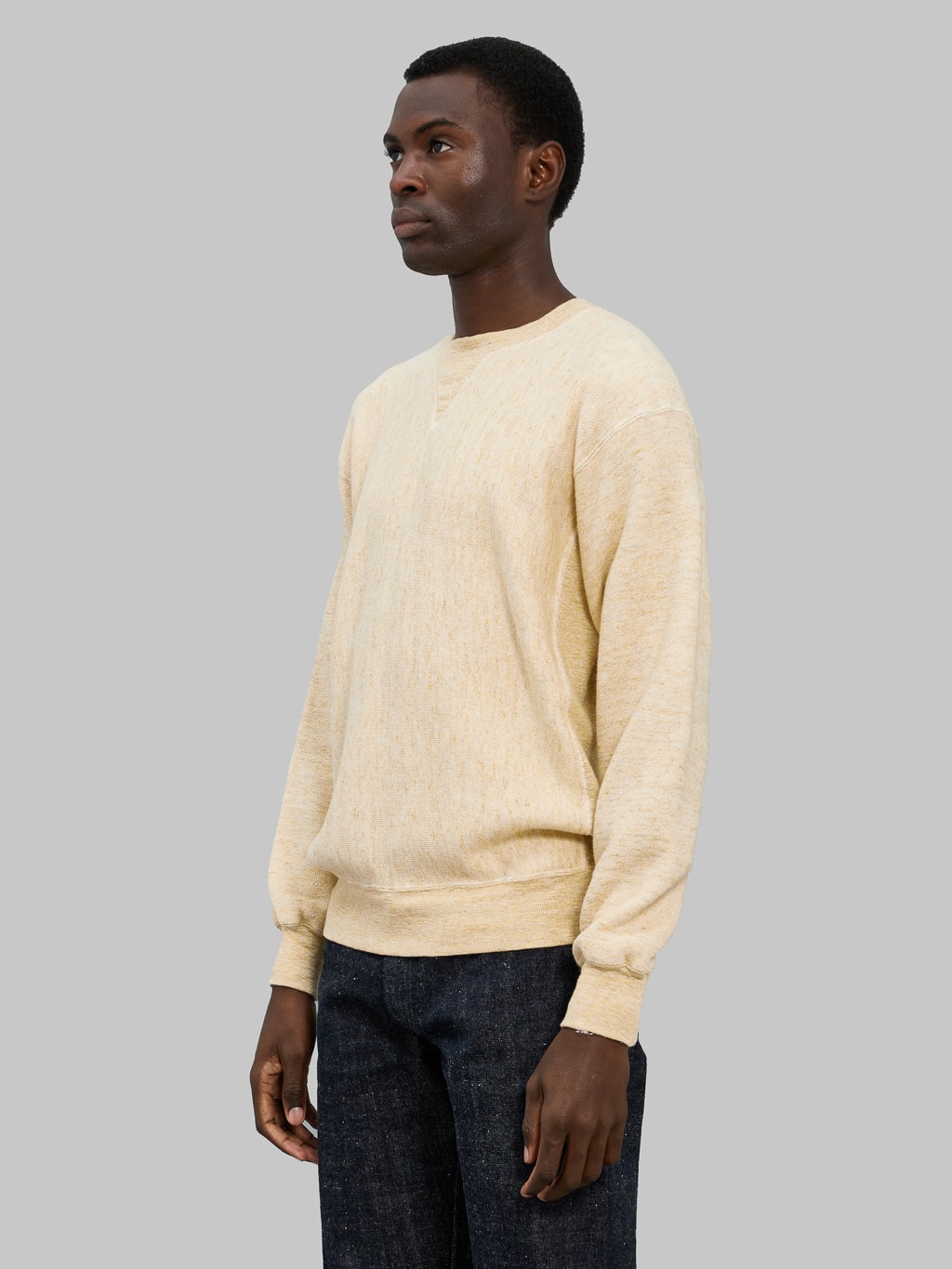 loop and weft big loopback fleece side panel sweatshirt mustard  side fit