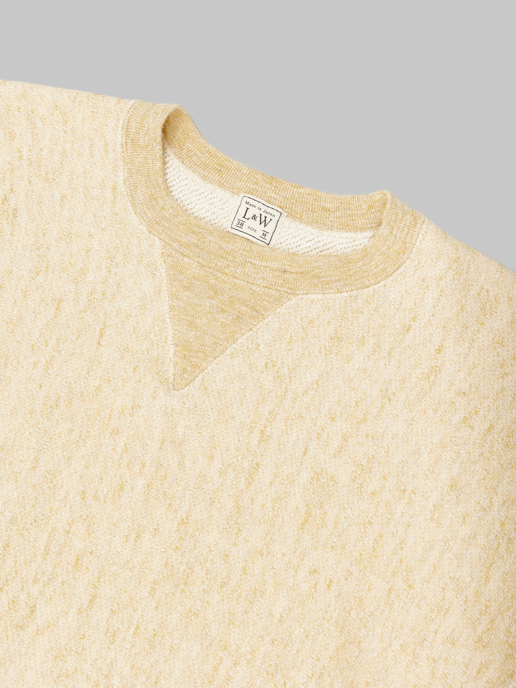 loop and weft big loopback fleece side panel sweatshirt mustard  v gusset
