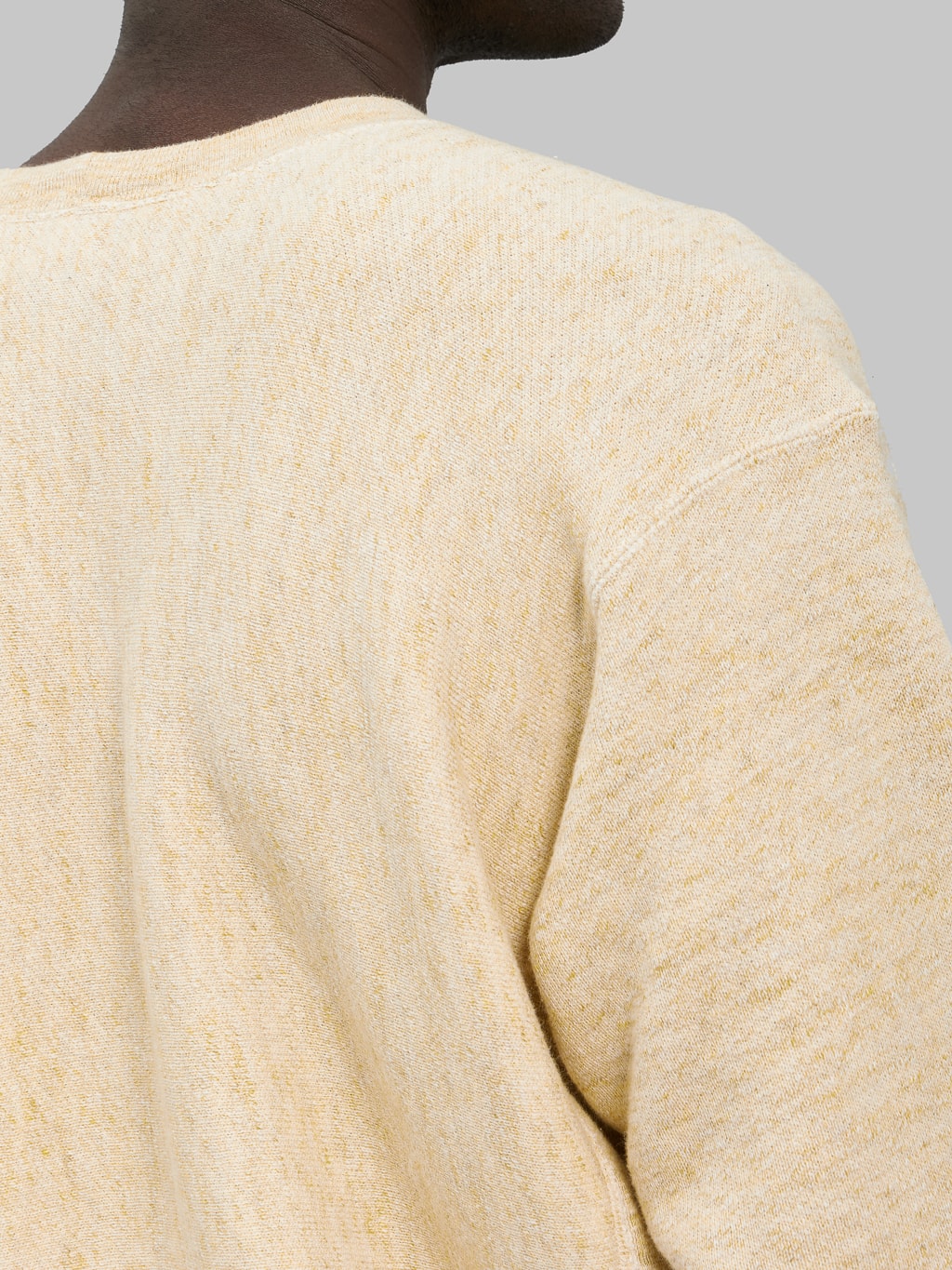 loop and weft big loopback fleece side panel sweatshirt mustard shoulder