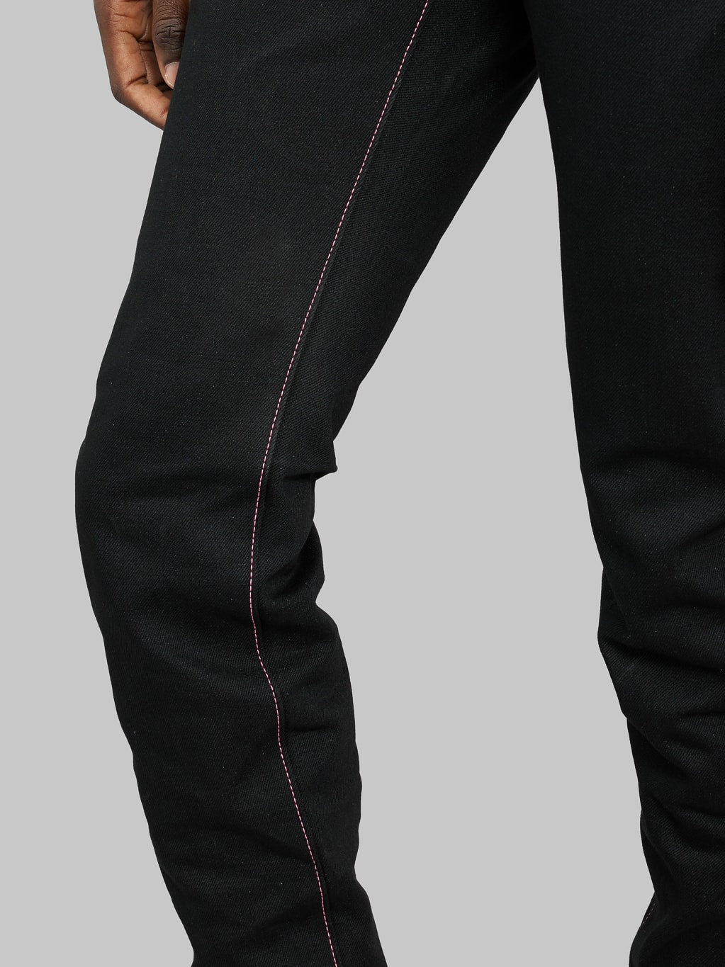 momotaro 0405b selvedge black denim high tapered jeans inseam