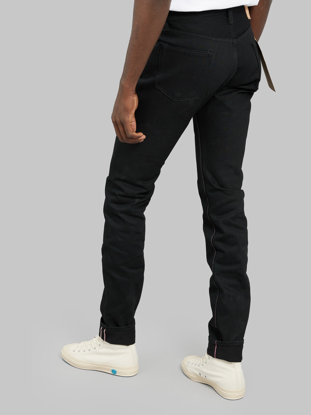 momotaro 0405b selvedge black denim high tapered jeans regular rise