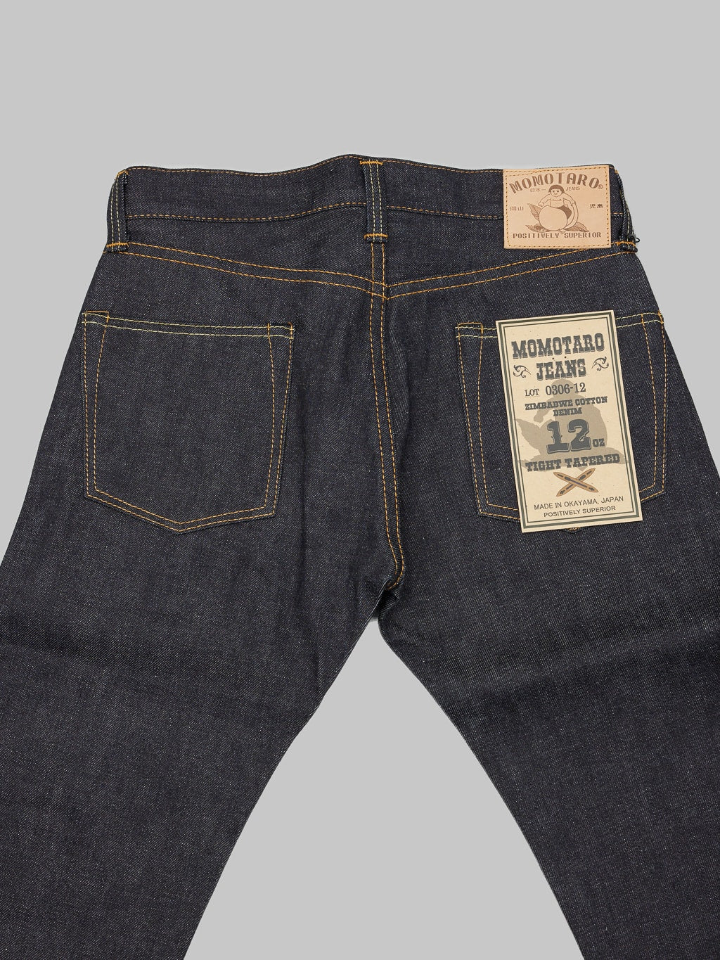 momotaro jeans 0306 12 12oz selvedge denim tight tapered back pockets