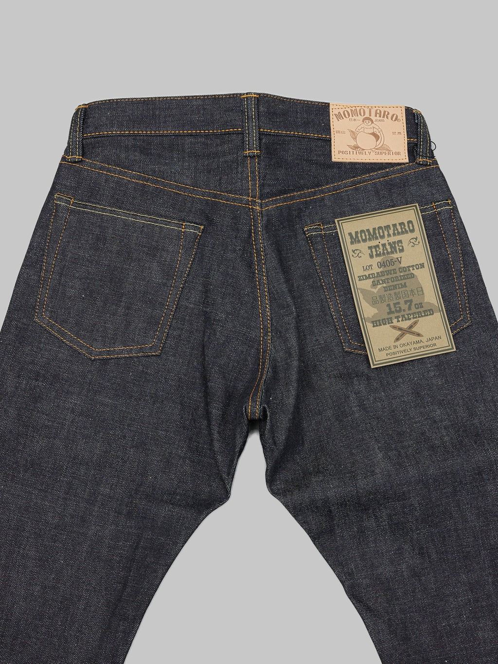momotaro jeans 0405 v selvedge denim high tapered back pockets