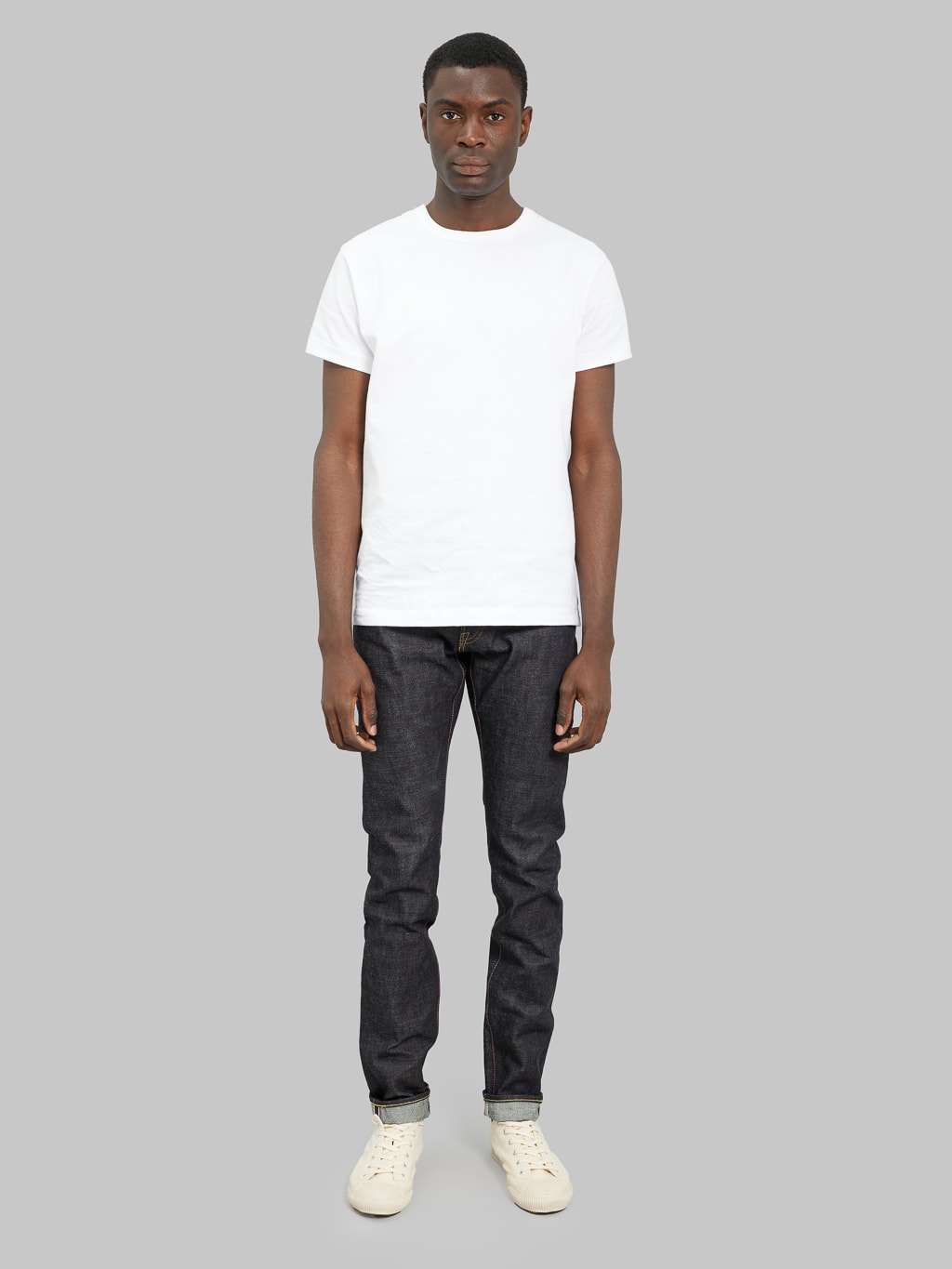 momotaro jeans 0405 v selvedge denim high tapered model front fit