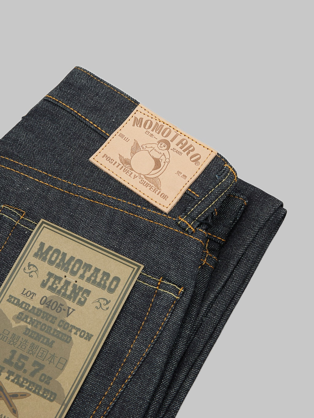 momotaro jeans 0405 v selvedge denim high tapered leather patch