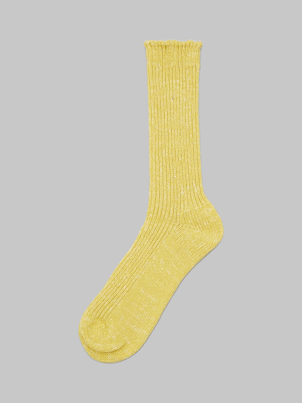 nishiguchi kutsushita hemp cotton ribbed socks vintage yellow soft texture