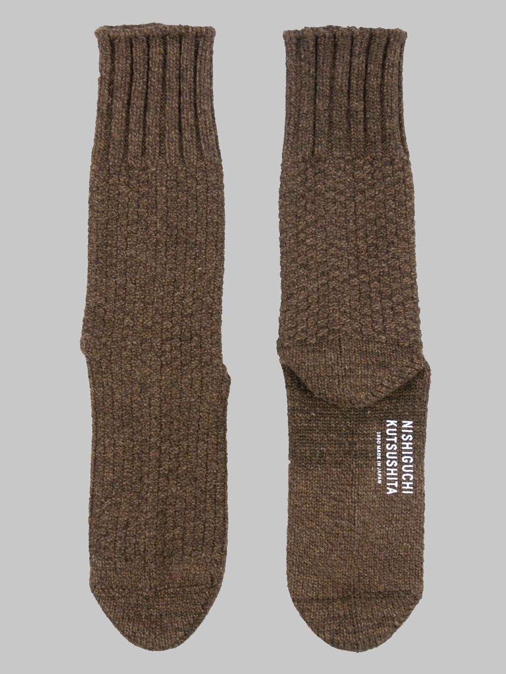 nishiguchi kutsushita boston wool cotton boot socks brown back