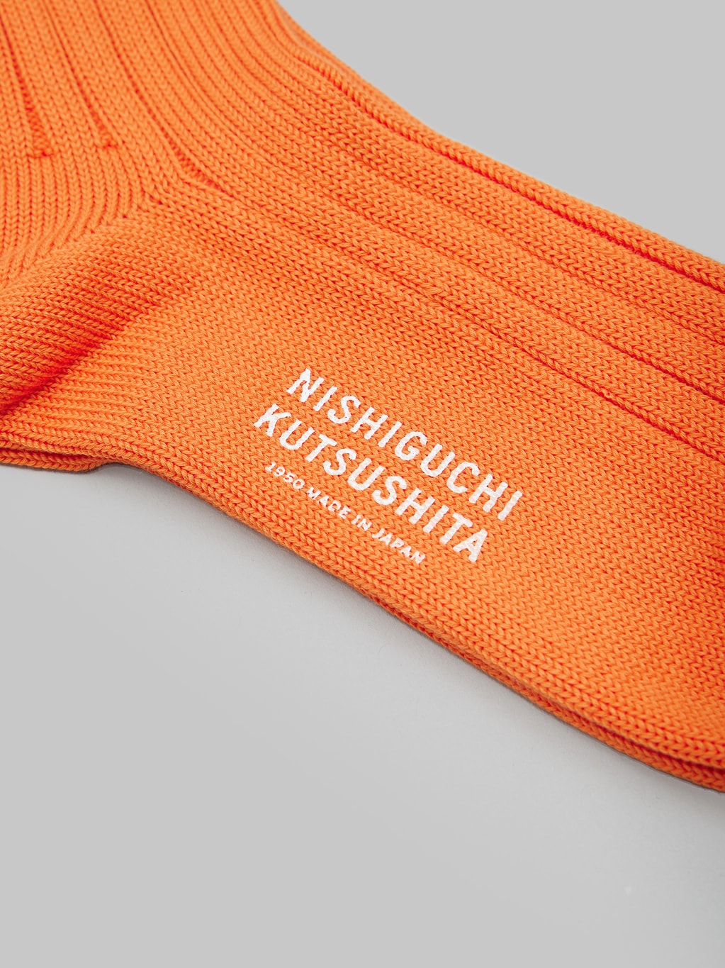 nishiguchi kutsushita egyptian cotton ribbed socks apricot orange heel