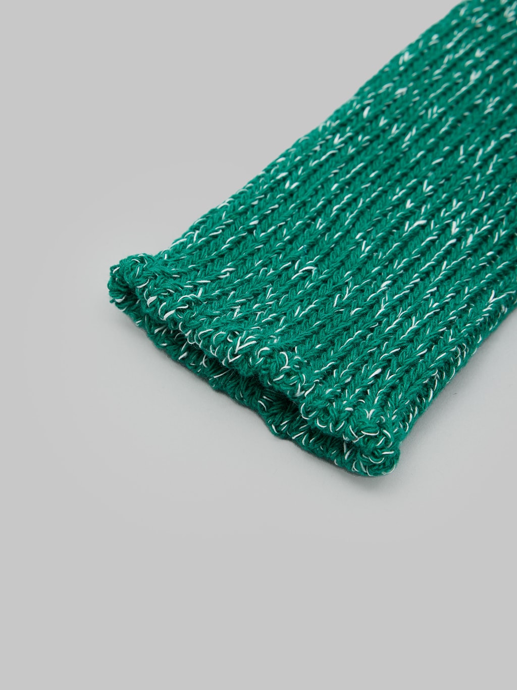 nishiguchi kutsushita hemp cotton ribbed socks park green elastic band