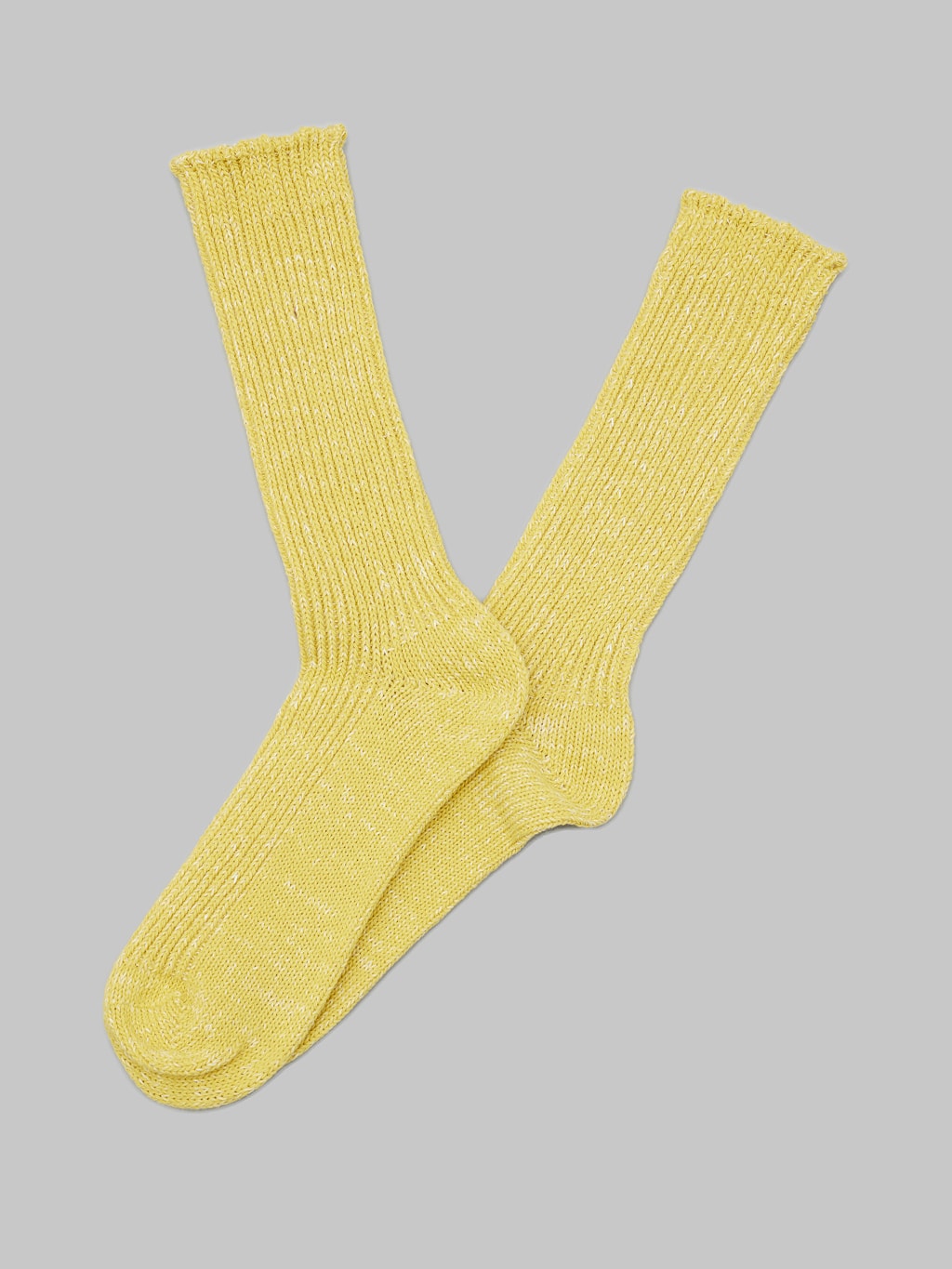 nishiguchi kutsushita hemp cotton ribbed socks vintage yellow japanese made