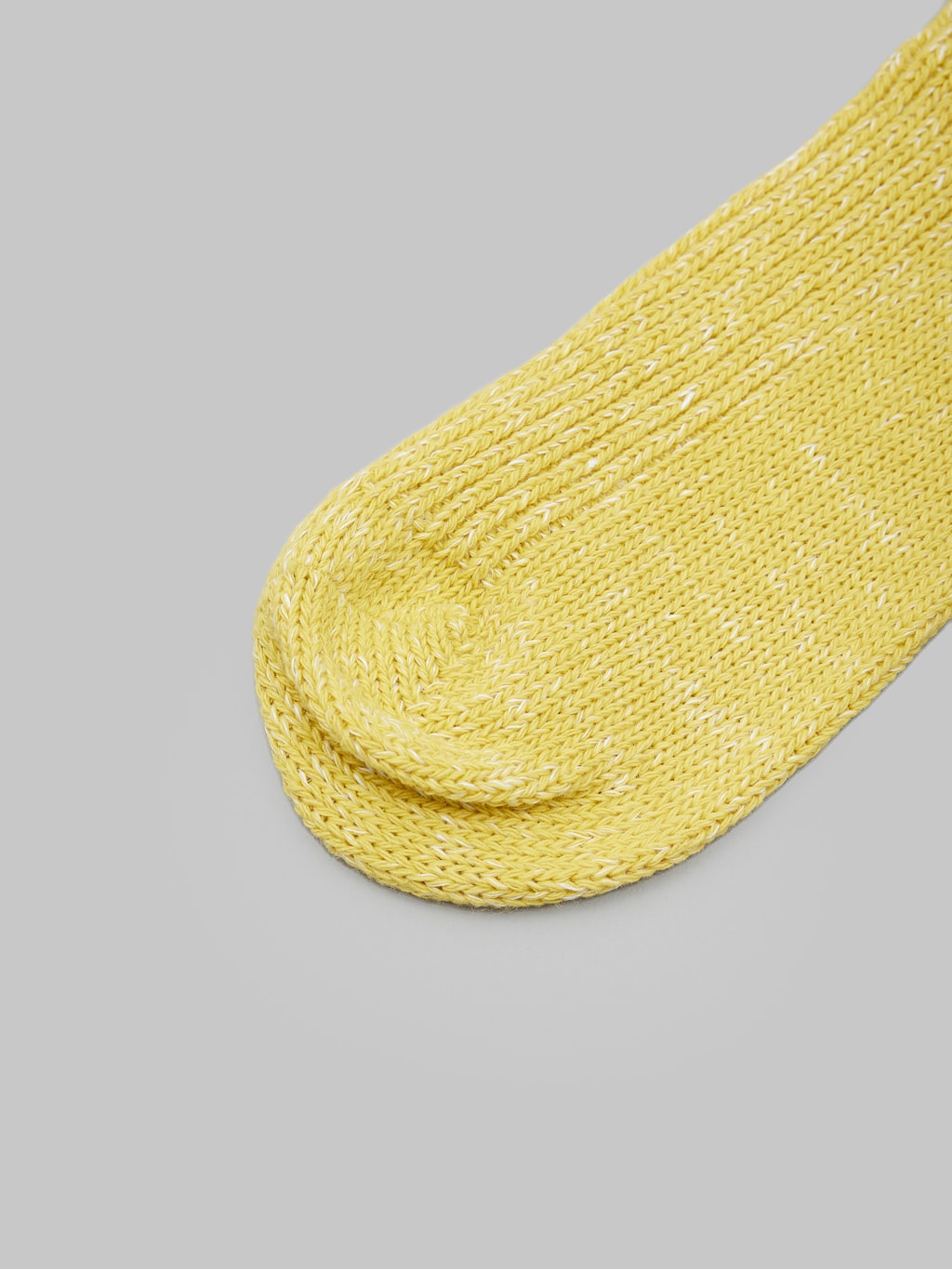 nishiguchi kutsushita hemp cotton ribbed socks vintage yellow toe