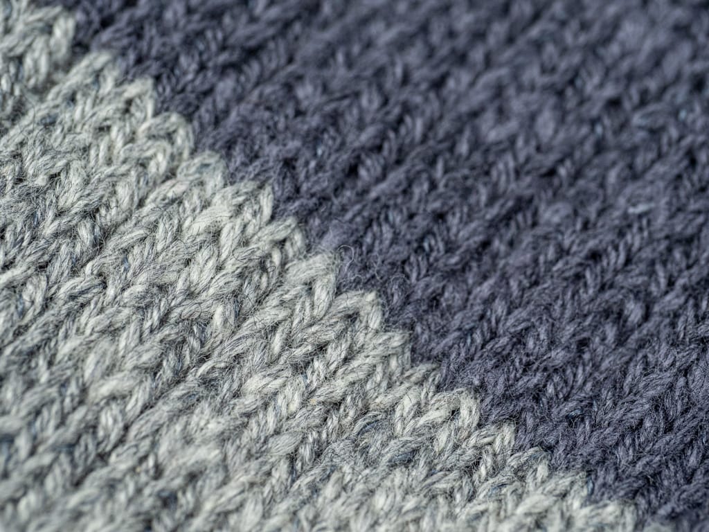 Nishiguchi Kutsushita Wool Cotton Slab Socks Blue Grey Fabric Detail
